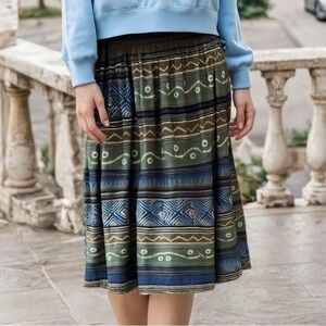 Vintage Lee Winter aztec print pleated skirt